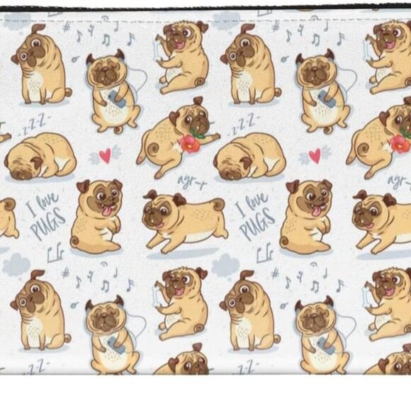 Cute Pug Dog Faux Leather Wallet Unisex Card Phone Coin Purse Gift - Picture 1 of 9